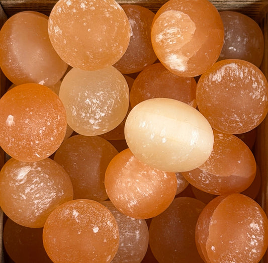peach selenite / satin spar tumbles