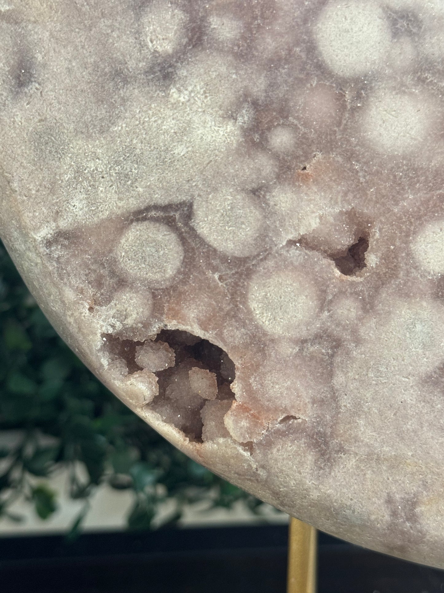 xl druzy pink amethyst moon on stand