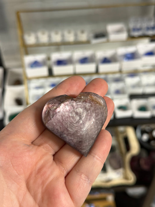 gem lepidolite heart