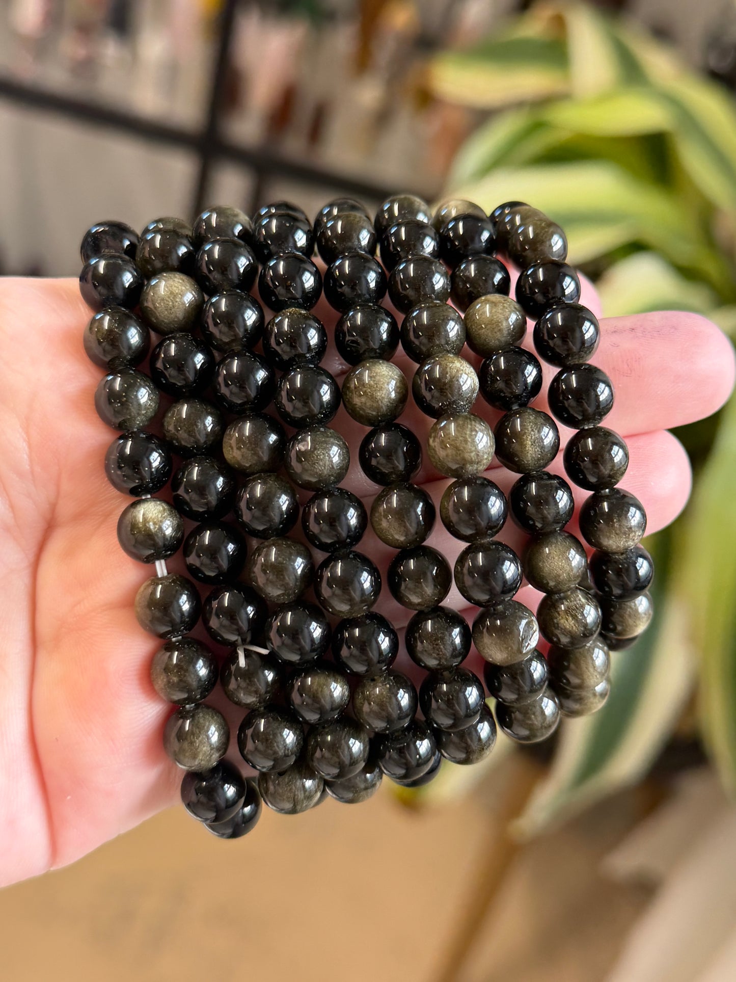 gold sheen obsidian bracelet