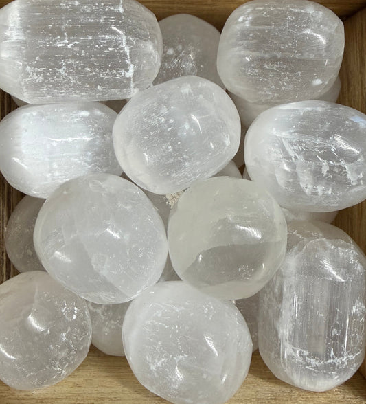 selenite satin spar tumbles