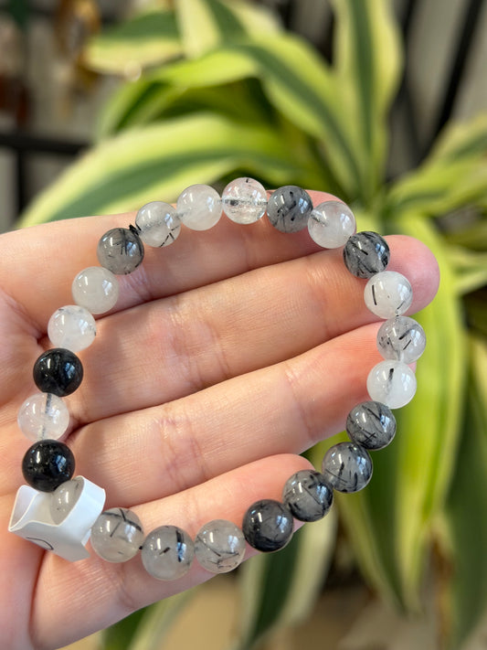 black tourmalinated quartz bracelet