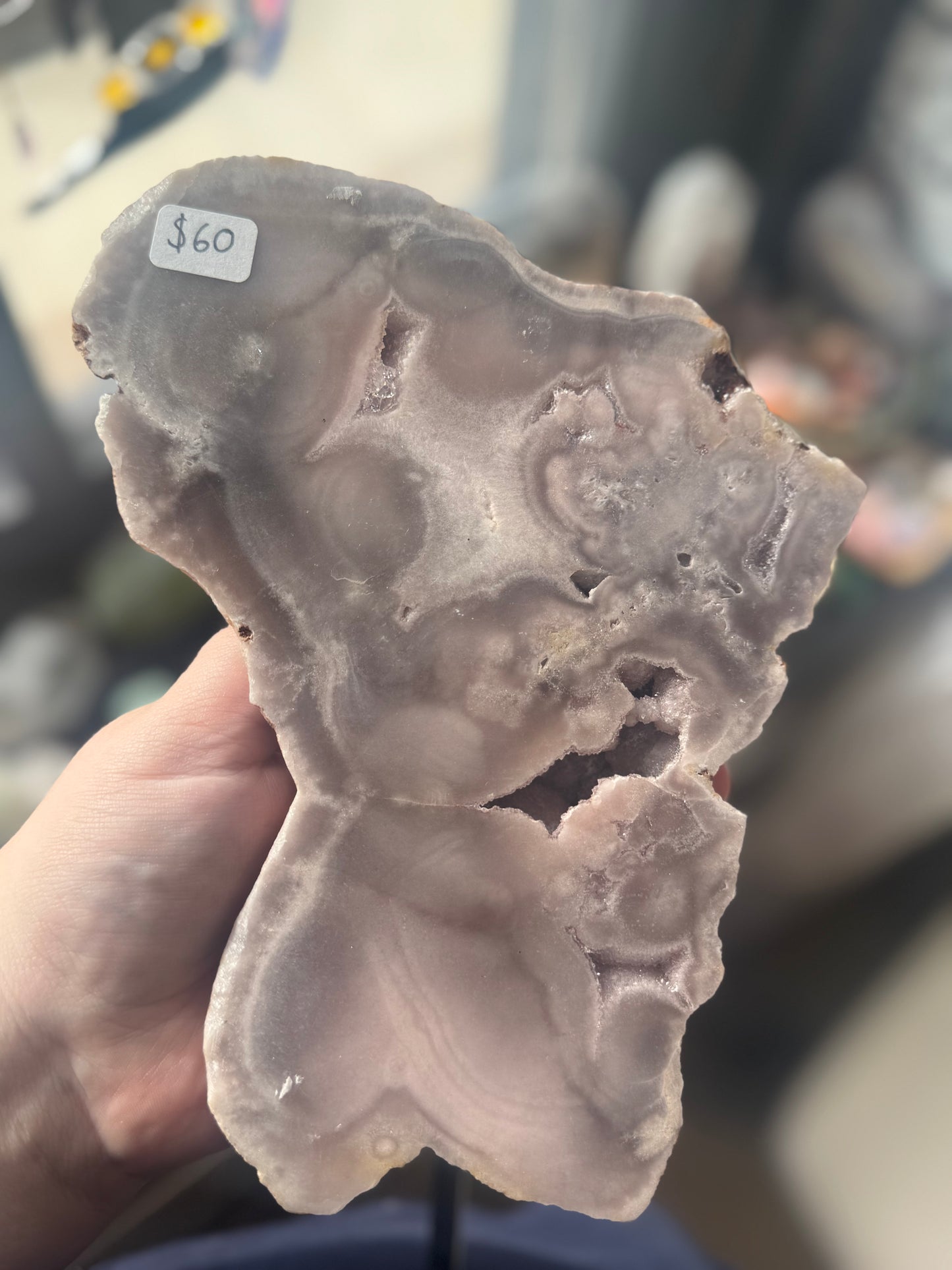 druzy pink amethyst on stand