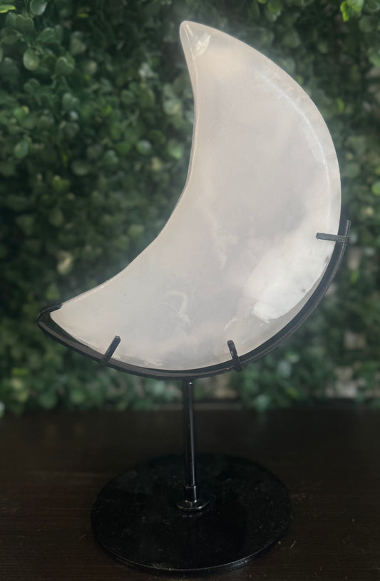 mangano calcite moon on stand (uv reactive)