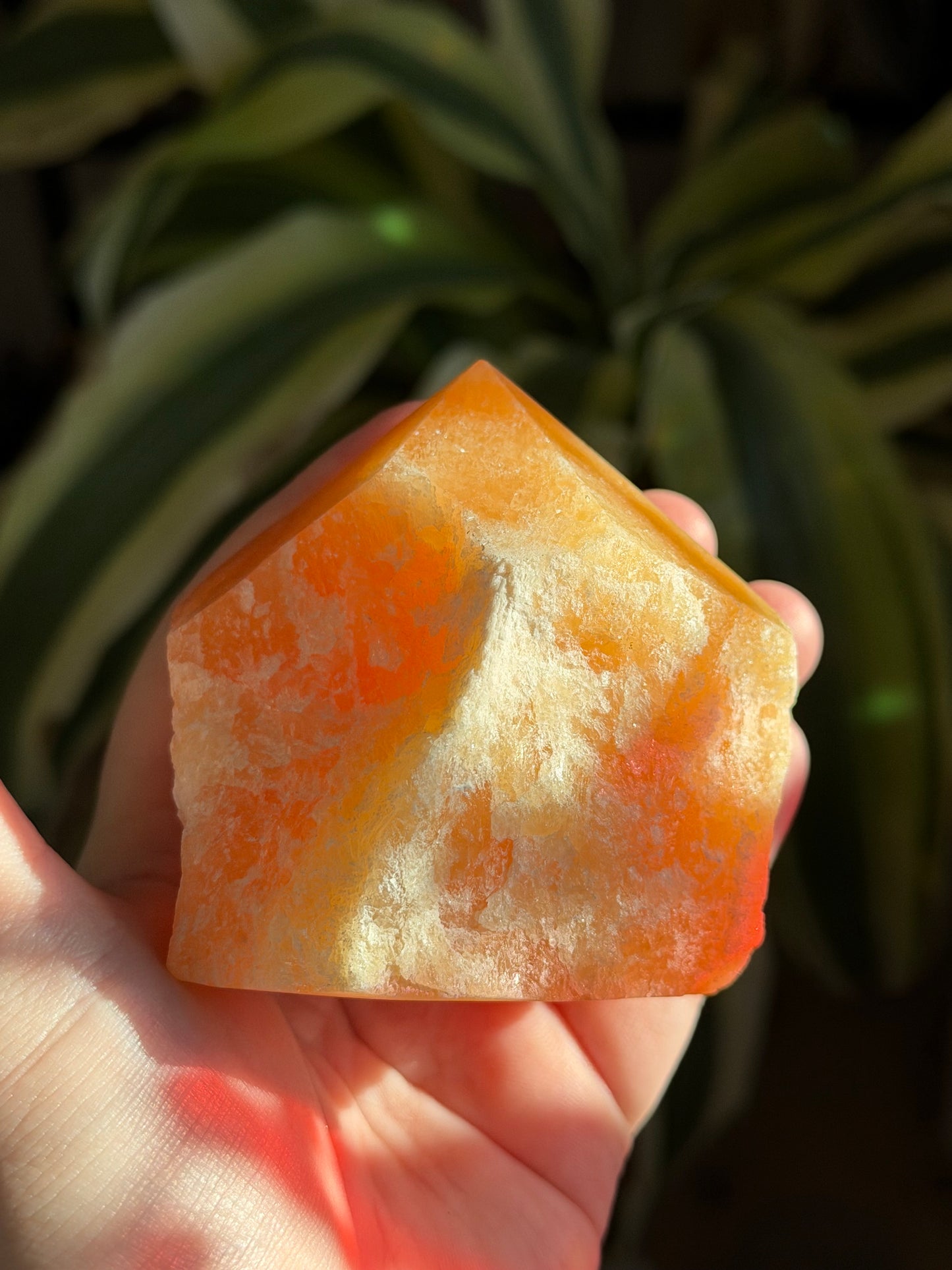 raw orange calcite cupcake