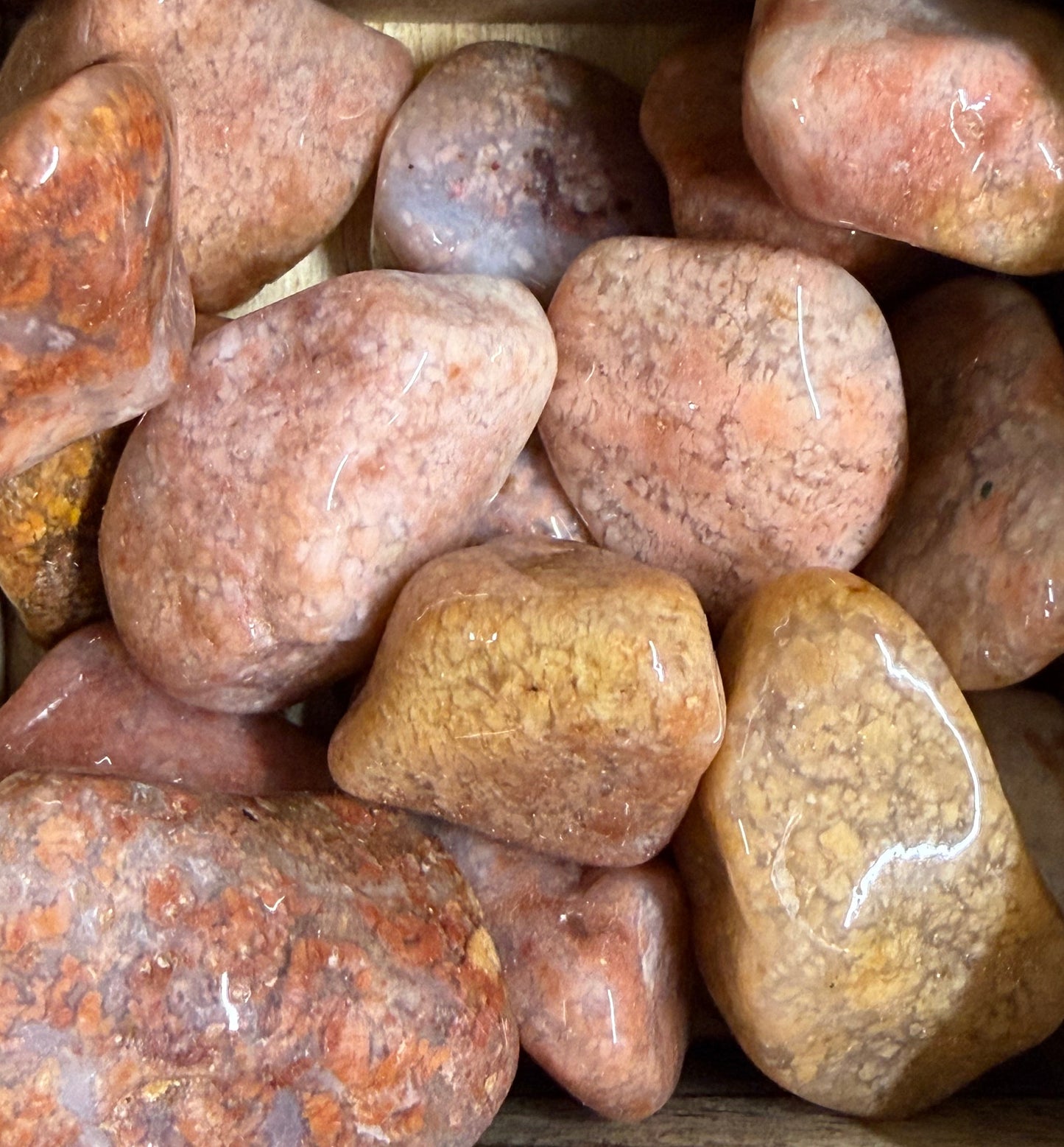 pink moss agate tumbles