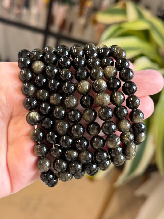 gold sheen obsidian bracelet